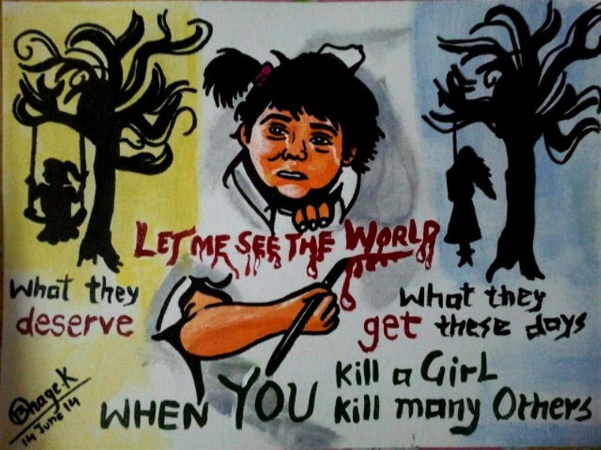 Save Girl Child Posters with Slogan in English Hindi