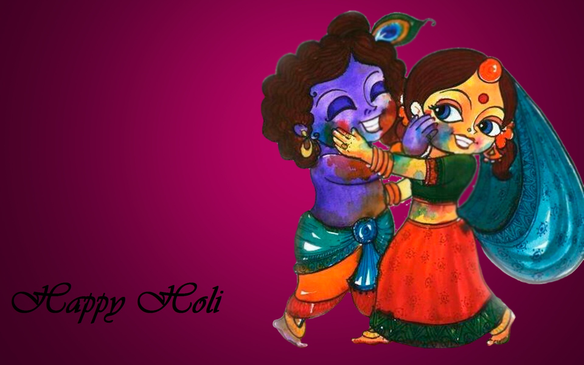 Radha-Krishna-playing-holi animated